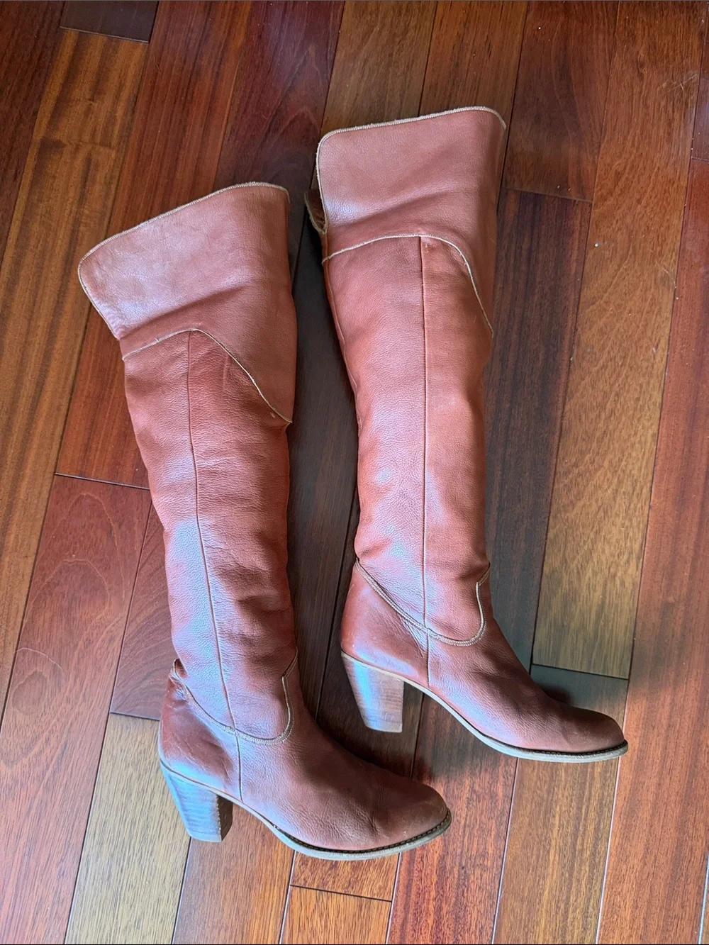 The Wild Pair Leather Riding Boots Over the Knee Cuff Cowgirl Western Bohemian